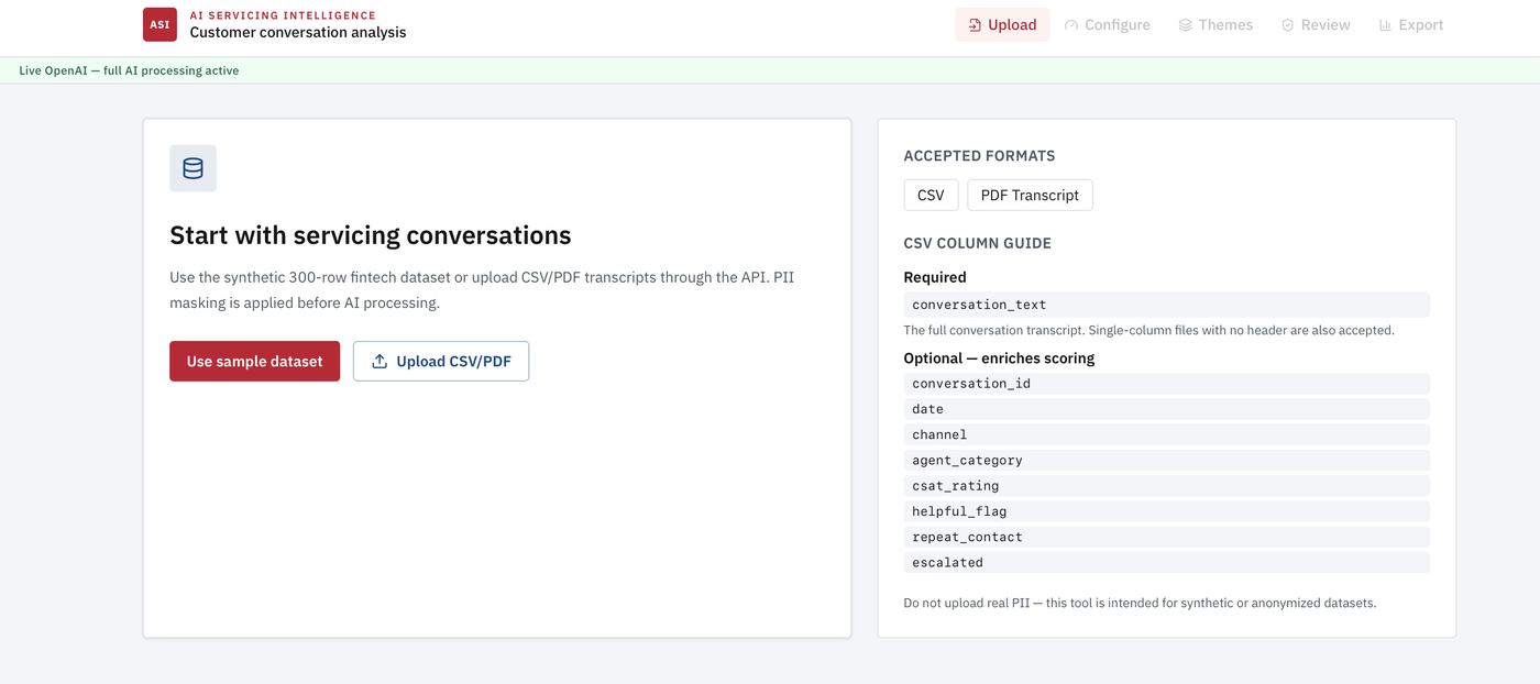 Upload and configure your conversation dataset